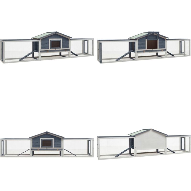 Vidaxl - Clapier Gris 310x70x87 cm Pin massif et sapin - Clapier Lapin - Cage Lapin - Abri Lapin - Animal Domestique - Accessoires Petit Animal