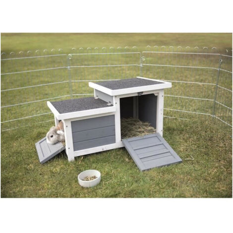 Trixie – Clapier habitat Natura pour lapins – Dimensions 70 x 43 x 45 cm – Construction en pin verni – Avec 2 entrées pour accès facile