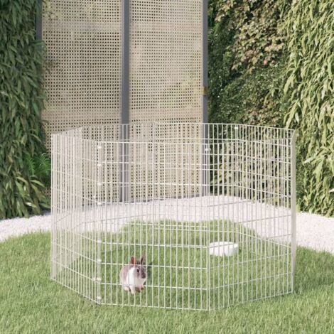 Clapier lapin  Cage à Lapin Enclos 8 panneaux 54x80 cm Fer galvanisé 21866