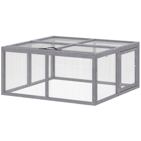 Clapier Lapin Extérieur Enclos Lapin Pliable en Bois pour Poule Canard 110x105x50cm Gris
