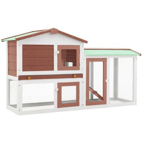 Bois Clapier Large d'Extérieur Enclos Cage Animaux Cobaye Multicolore vidaXL