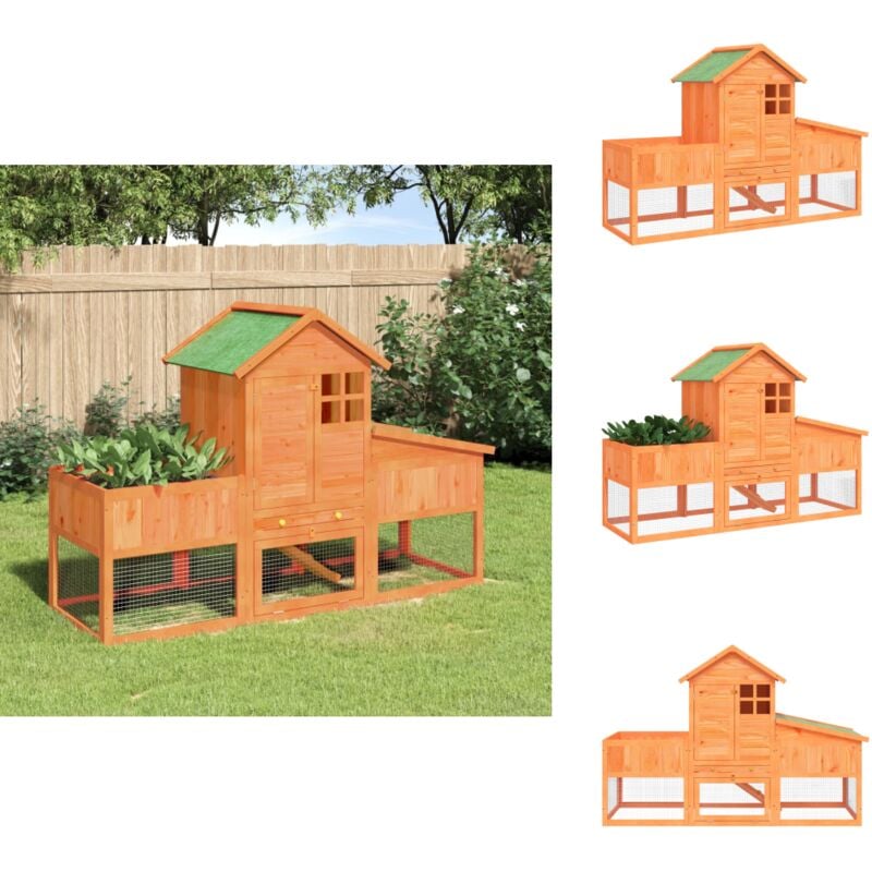 Vidaxl - Clapier marron 170x63x113 cm bois de pin massif - Clapier Lapin - Abri Lapin - Cage Lapin - Animal Domestique - Petit Animal