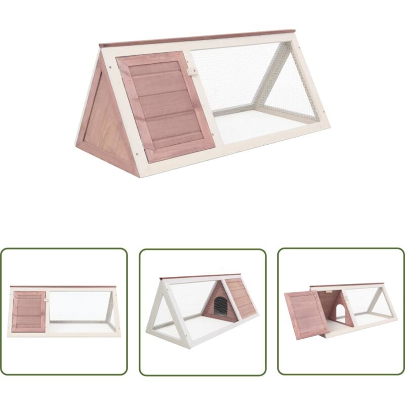 Ulisem - The Living Store Clapier Marron Bois - Cage Lapin - Clapier Bois - Animal Domestique - Accessoires Petit Animal - Habitat Lapin