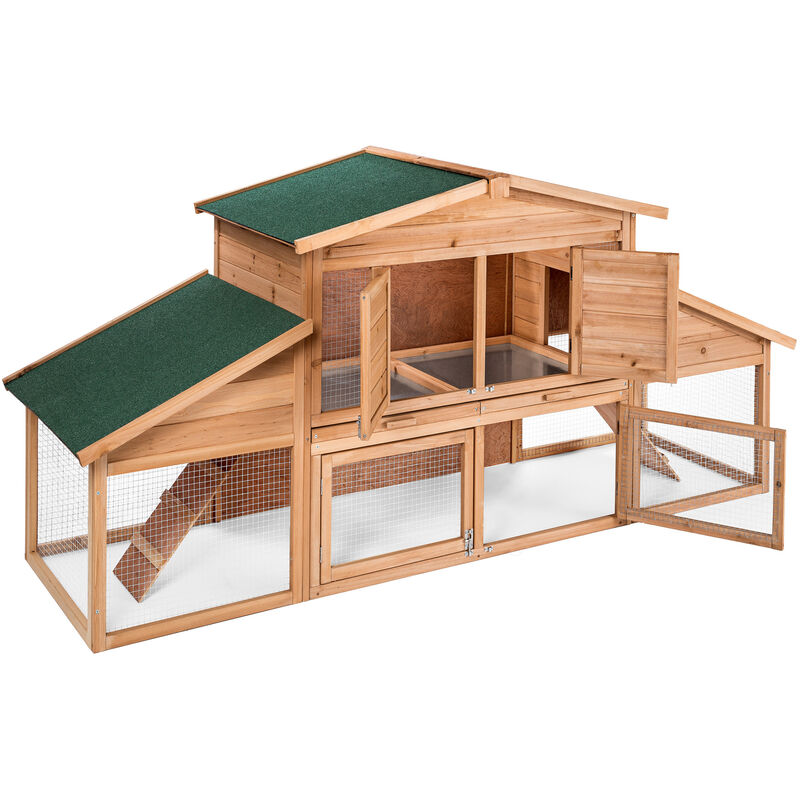 Tectake - Cage xxl pour petits animaux à deux niveaux avec zone de repos 226x77x95,5cm - cage pour rongeurs, poulailler, clapier a lapin - marron