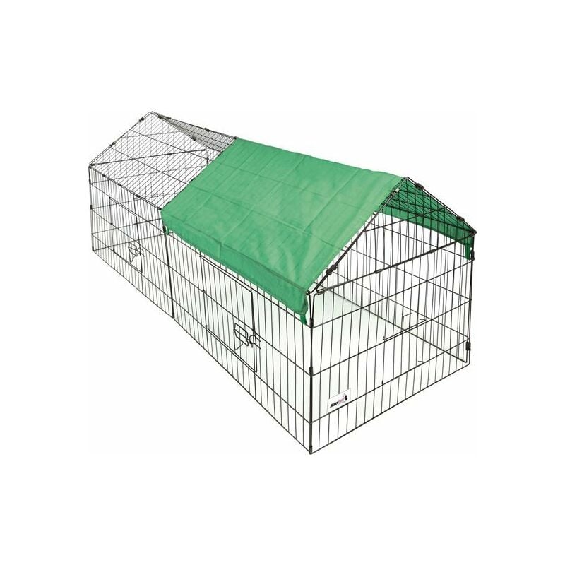 Maxxpet - Enclos pour petits animaux 220x85x103 cm - Enclos lapin métal extérieur - Cage pour lapin et poulet - Toit amovible - Avec couverture