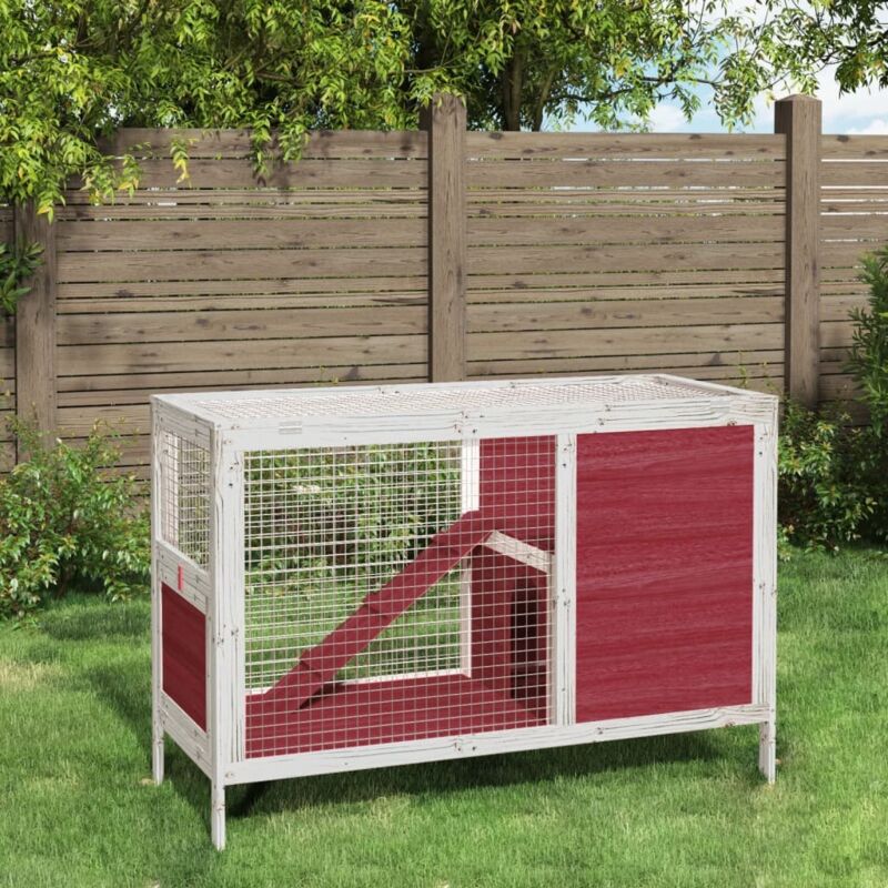 Vidaxl – Clapier moka 103x44x69,5 cm en bois de pin massif – Construction robuste pour petits animaux – Rampe d'accès facile