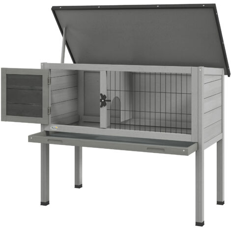 Clapier sur pieds avec niche intérieure, cage à lapin, plateau à excréments coulissant, porte verrouillable, toit ouvrant