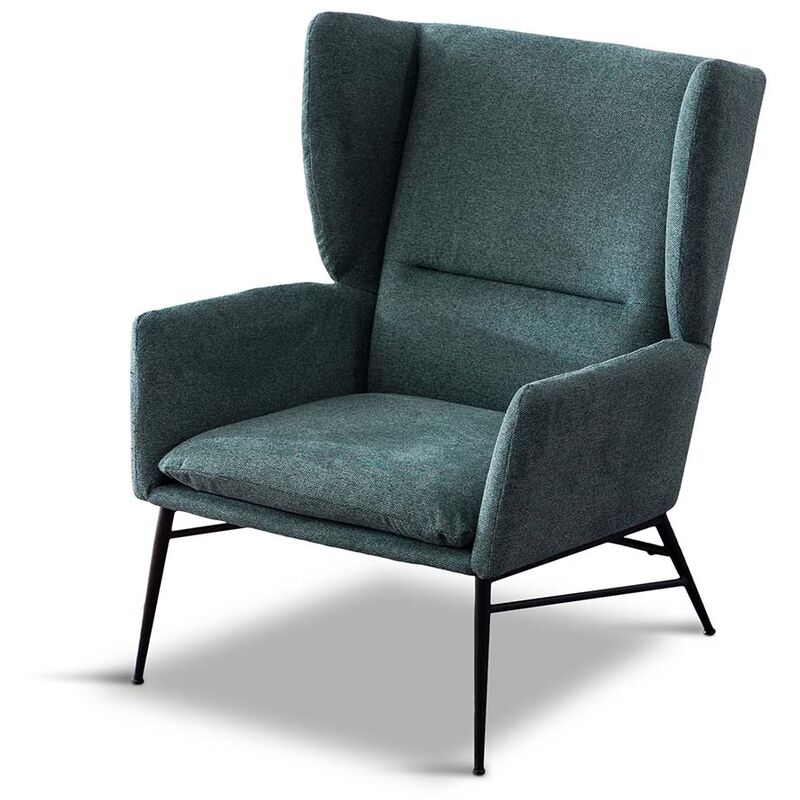 Cosy Chair - Clara Wing Back Occasional Fabric Lounge Accent Chair Living Room Armchair Green without Footstool