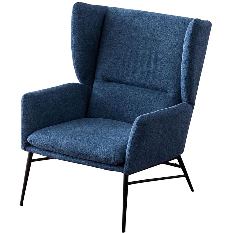 Cosy Chair - Clara Wing Back Occasional Fabric Lounge Accent Chair Living Room Armchair Blue without Footstool