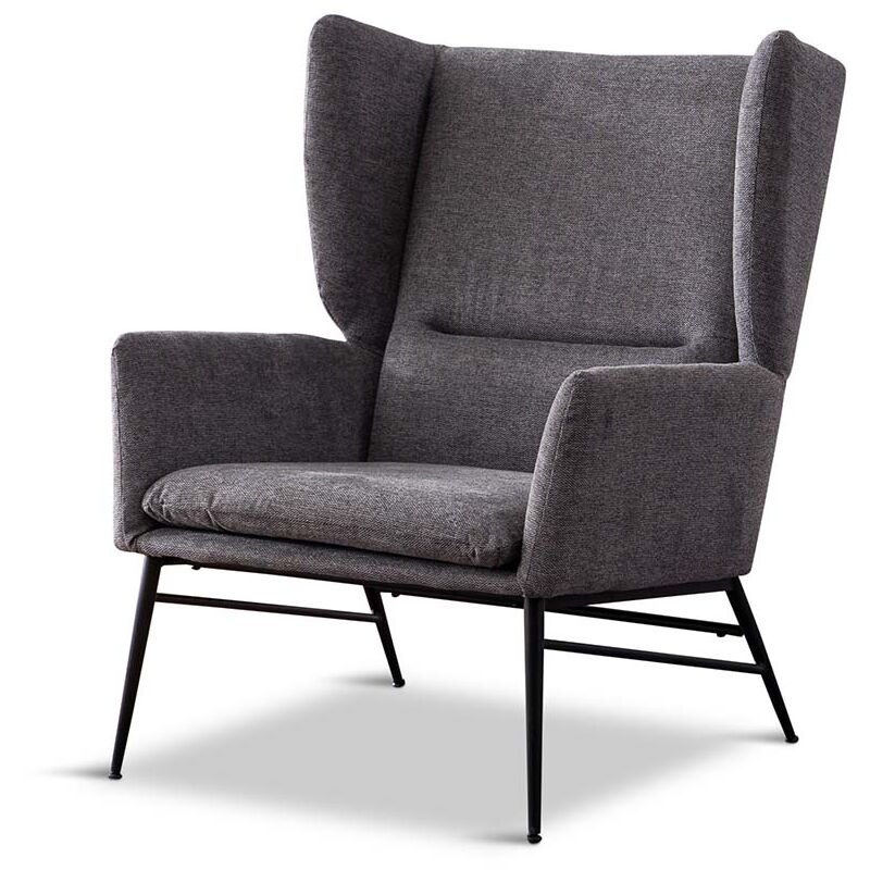 Cosy Chair - Clara Wing Back Occasional Fabric Lounge Accent Chair Living Room Armchair Grey without Footstool