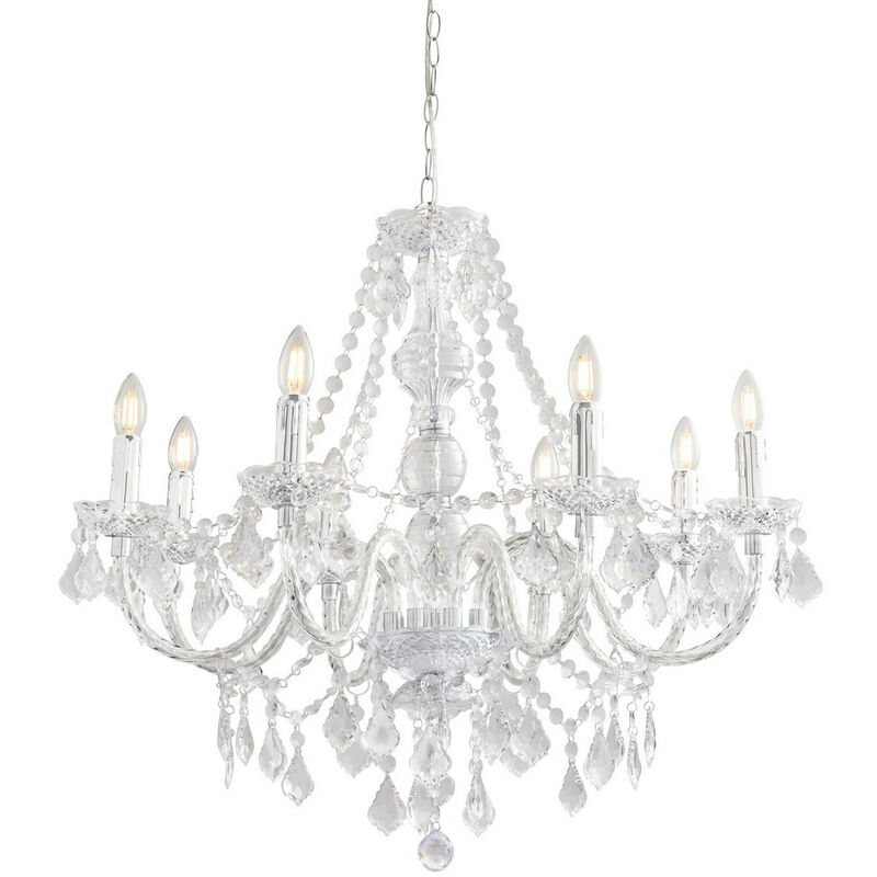 Endon Clarence - 8 Light Chandelier Acrylic & Chrome Finish, E14