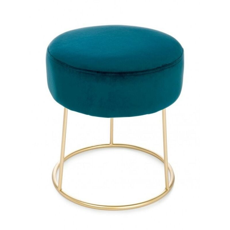 Pouf en velours bleu clarissa diamètre 35x h40 cm