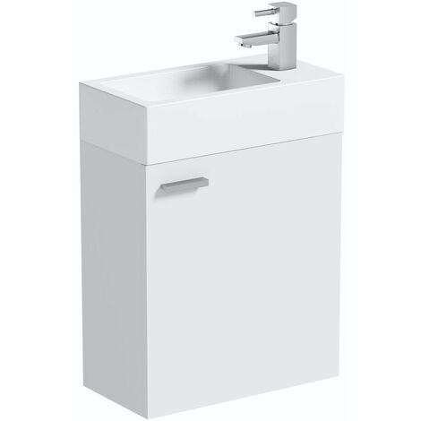 Clarity Compact white wall hung vanity unit and basin 410mm with tap - White