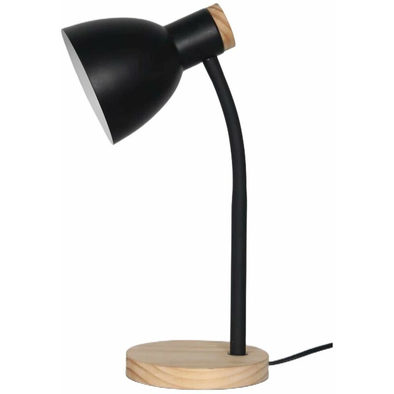 clark - natural wood with black table or bedside lamp - black with wood detail