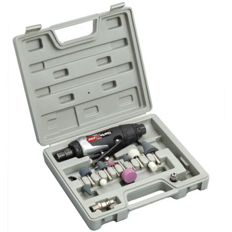 CLARKE AIR DIE GRINDER 15PC 1/4"" STRAIGHT MINI ANGLE CUT OFF TOOL IN CASE CAT129
