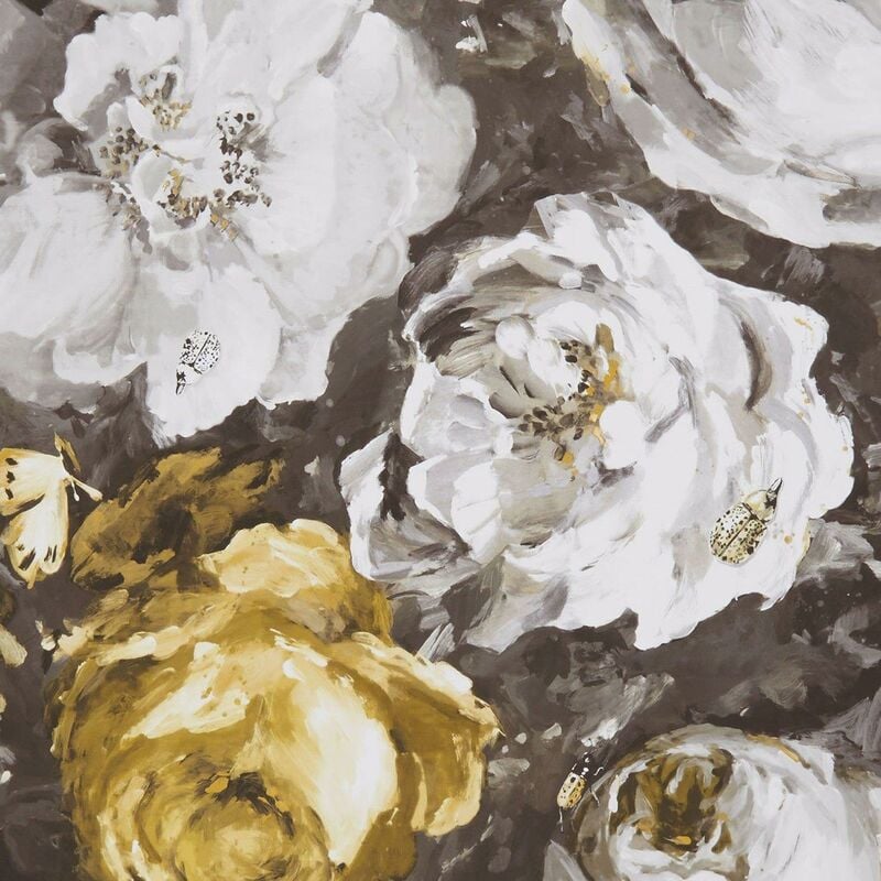 Clarke And Clarke - Floretta Antique Charcoal Wallpaper Flowers Paste The Wall