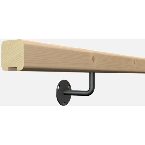 Claro - Kit main courante murale en bois + supports de fixation
