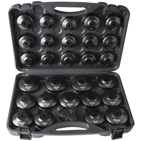 Clas – Coffret cliquet et douilles filtres à huile 30 pièces – Entraînement 3/8" avec réducteur 1/2" à 3/8" – Pour Renault, PSA, VAG, Opel, Mercedes