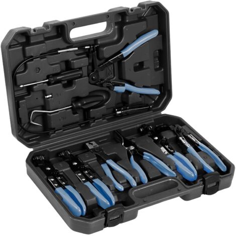 Clas – Coffret de 9 pinces à colliers – Pince universelle verrouillable – Pince à colliers inclinée 45° – Pince à mors larges – Pour colliers auto-serrants
