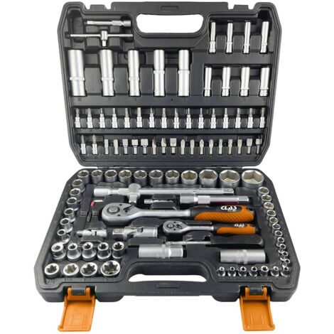 Clas – Coffret multi-outils 108 pièces 1/4" et 1/2" – Douilles 6 pans et Torx – Rallonges et clés hexagonales – Mallette plastique