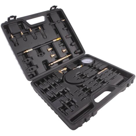 Clas – Compressiomètre multimarque essence-diesel à injection directe – Manomètre 0-40bar avec soupape de décharge – Flexible L.400mm pour accès difficiles