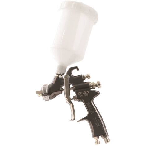 Clas – Pistolet de peinture HVLP pneumatique – Pression de service 1 à 2 bar – Buse inox Ø2mm – Godet polyamide 600ml