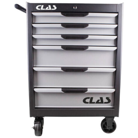 Clas – Servante d'atelier 6 tiroirs 400kg L.688 x l.459 x H.1035mm – Charge maximale 400kg – Roulettes avec freins – Pour ateliers professionnels