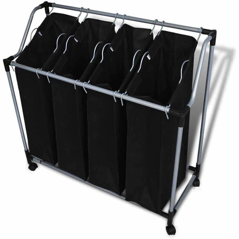 

Clasificador de lavanderia con 4 bolsas de color gris negro