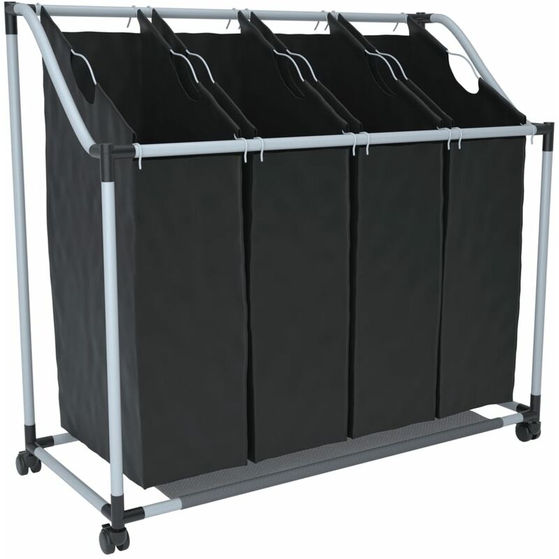 

Vidaxl - Clasificador de lavandería con 4 bolsas de color gris negro - Negro