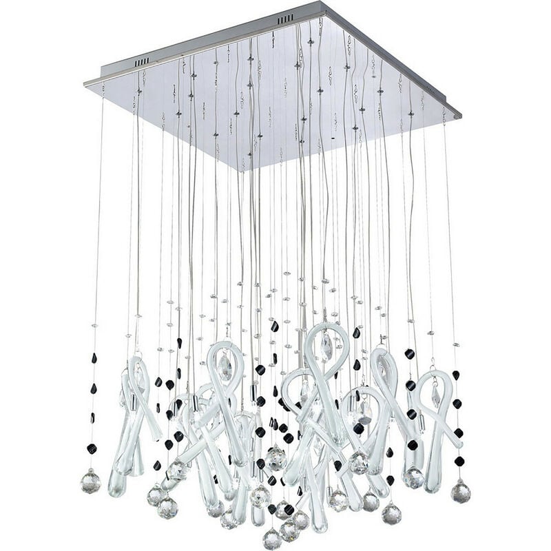 Inspired Class Colgante cuadrado 20 luces G4 cromo pulido/vidrio blanco/cristal, no compatible con led/cfl