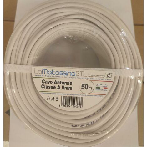 Classe a 5mm go-at topline sat cable 50 mètres blanc - mtvsata5bi50