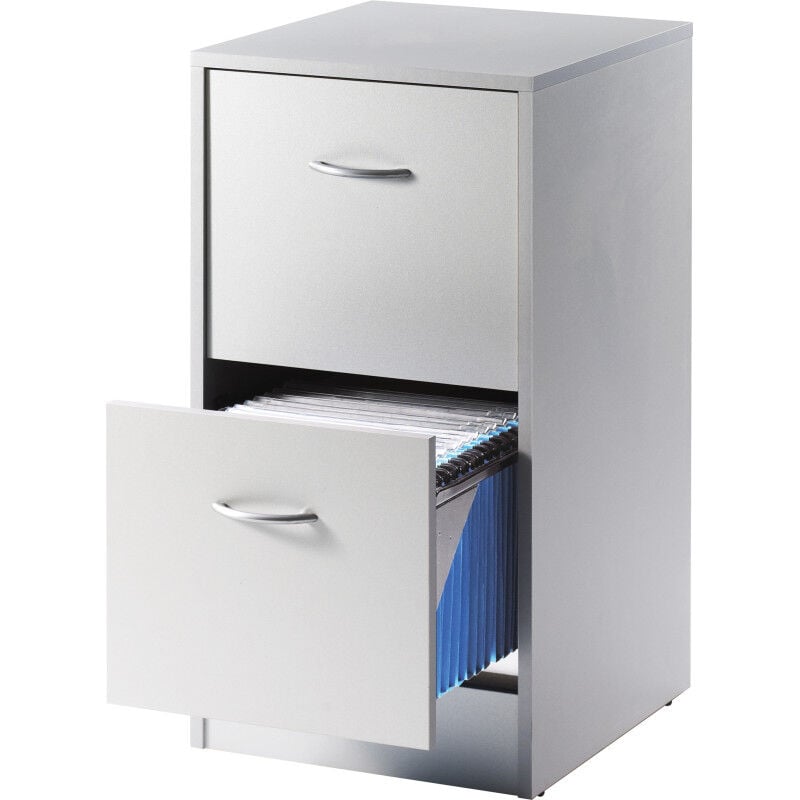 Classeur 2 Tiroirs Pour 50 Dossiers Suspendus 41,4 x 76,4 x 44 cm - Coloris: Aluminium