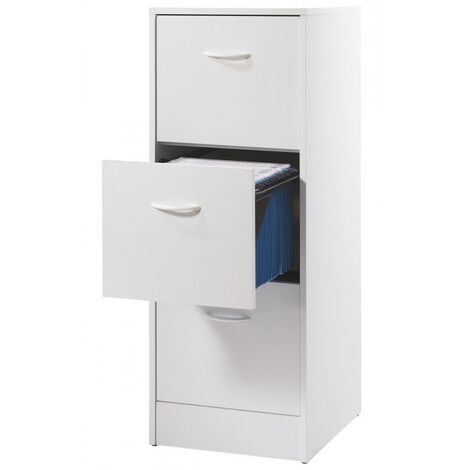 Classeur 3 tiroirs dossiers suspendus blanc Office H109cm