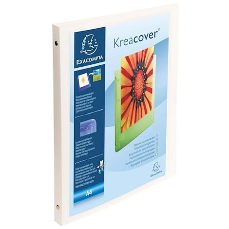 Classeur 4 anneaux plastique Exacompta personnalisable A4 dos 2 cm blanc - Lot de 5