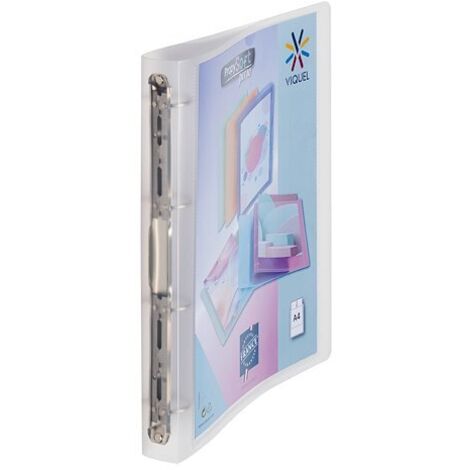 Classeur 4 anneaux plastique Viquel A4 personnalisable dos 3,5 cm couleurs translucides assorties - Lot de 12