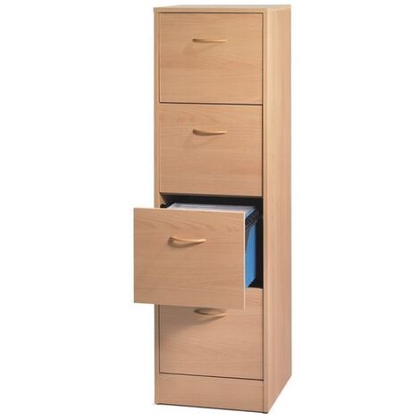 Classeur 4 tiroirs dossiers suspendus bois clair Office H140cm
