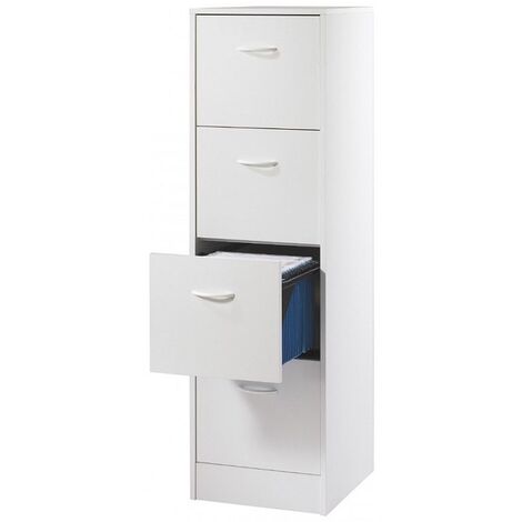 Classeur 4 tiroirs pour dossiers suspendus blanc Office H140cm