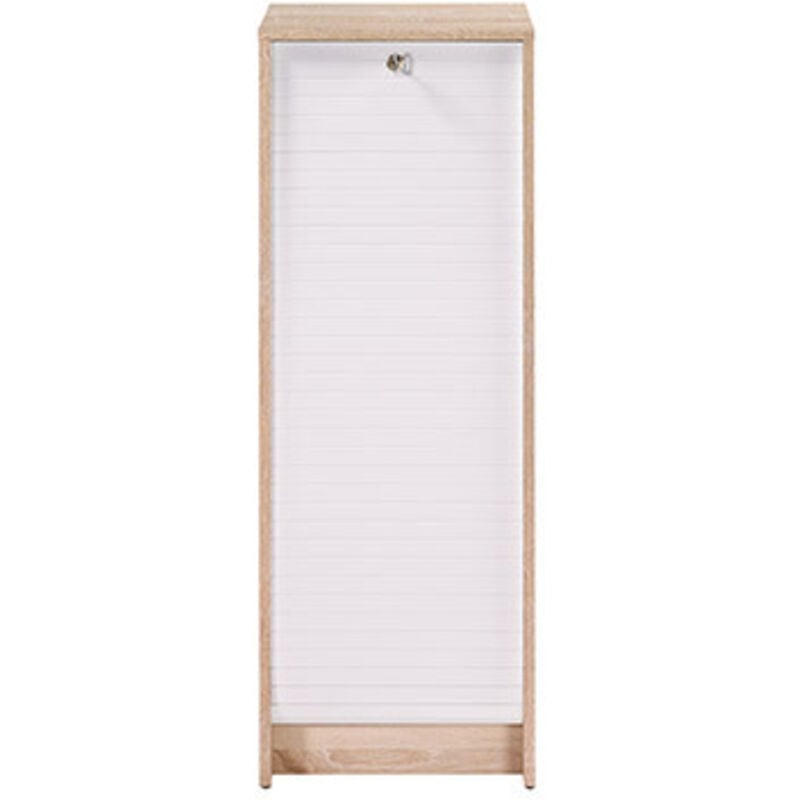 Classeur à Rideau Chêne Rideau Noir ou Blanc 5 Niches l 37.8 h 103.8 p 38.4 cm - Coloris: Blanc