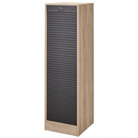 Classeur à rideau chêne clair et noir Office 140cm