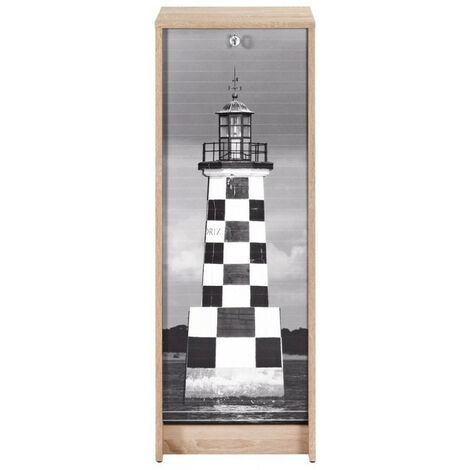 Classeur à rideau chêne naturel imprimé phare Breton Boost