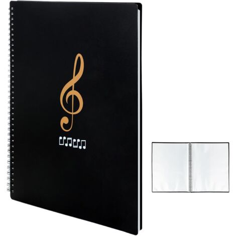 Classeur A4 pour Partitions - Cahier de Musique avec 50 compartiments/100 pages Chemises pour Partitions idéal pour les partitions de piano et stockage de symboles musicaux(noir)