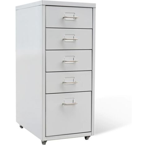 Classeur avec 5 tiroirs Gris 68,5 cm Acier vidaXL