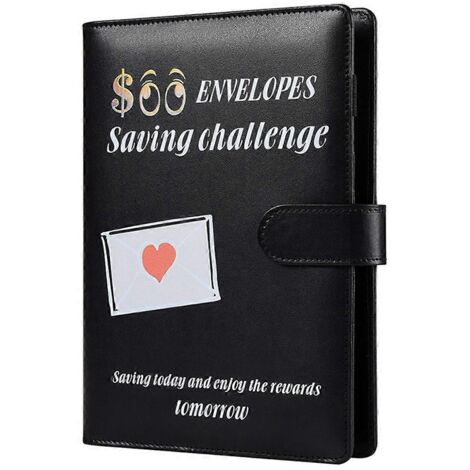 Classeur de budget A5 noir avec 100 enveloppes -