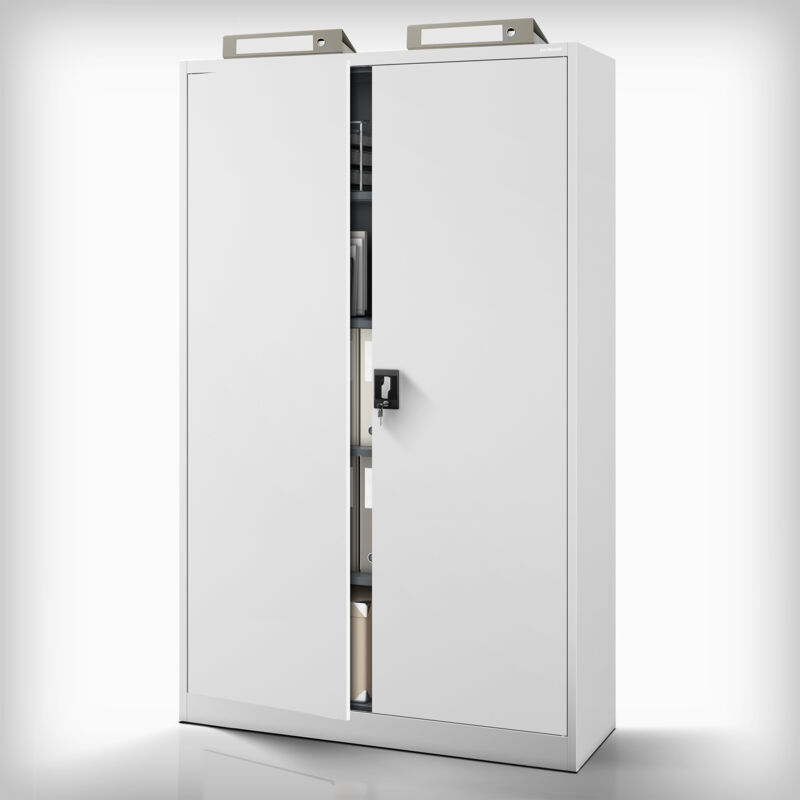 Armoire en métal verrouillable JAN II, 1150 x 1850 x 400 mm, gris