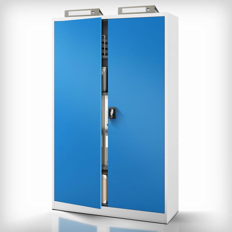 Armoire en métal verrouillable JAN II, 1150 x 1850 x 400 mm, gris bleu