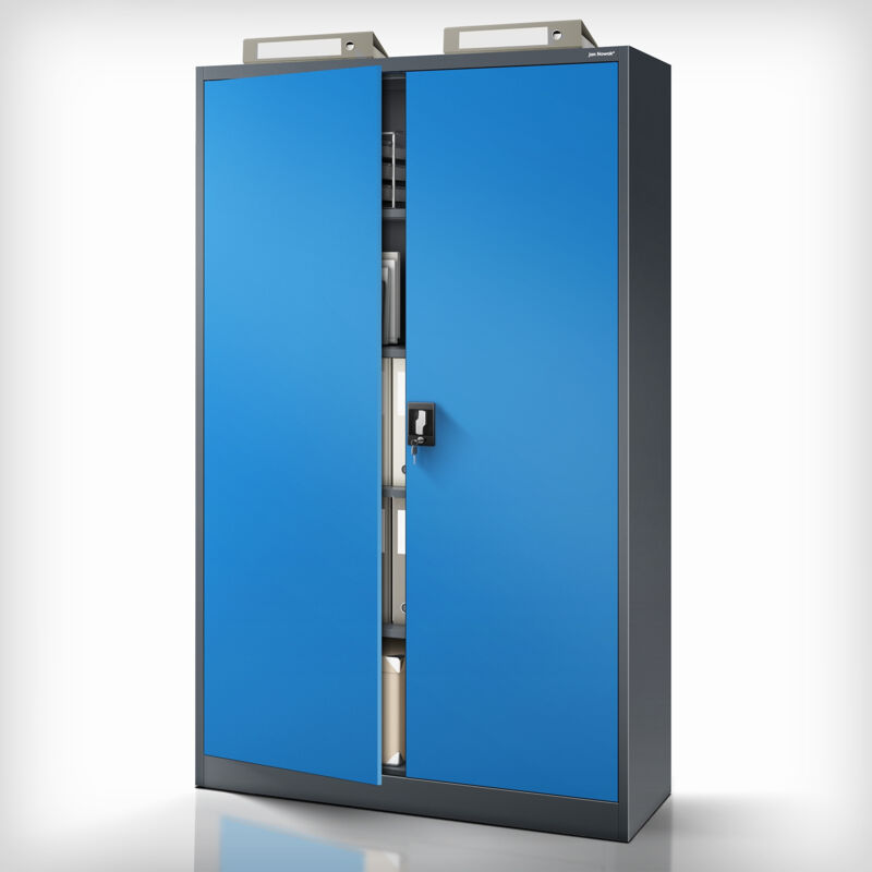 Armoire en métal verrouillable JAN II, 1150 x 1850 x 400 mm, bleu anthracite
