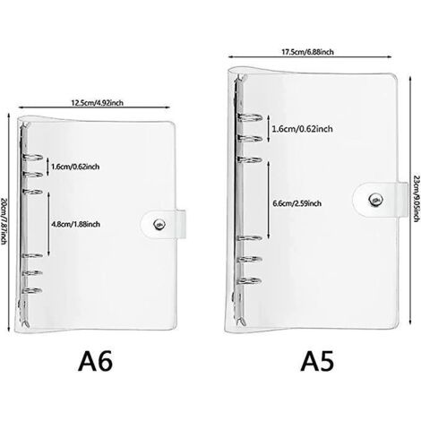 classeur En Pvc Souple Transparent Couverture De Protection Pour Carnet De Notes Classeurs  Anneaux 6 Trous Rechargeable Pour A5/a6 Feuilles Volan