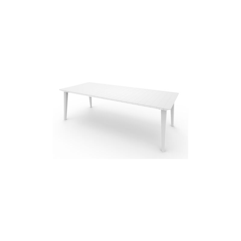 Table extensible Lima en re'sine antichoc 160/240x98x74 cm blanc pour jardin exte'rieur