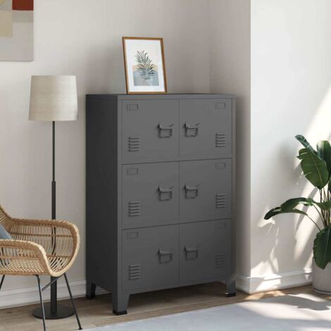 Classeur industriel Meuble de Rangement - Armoire De Bureau Anthracite 75x40x115 cm Métal BV887672 - BonneVie