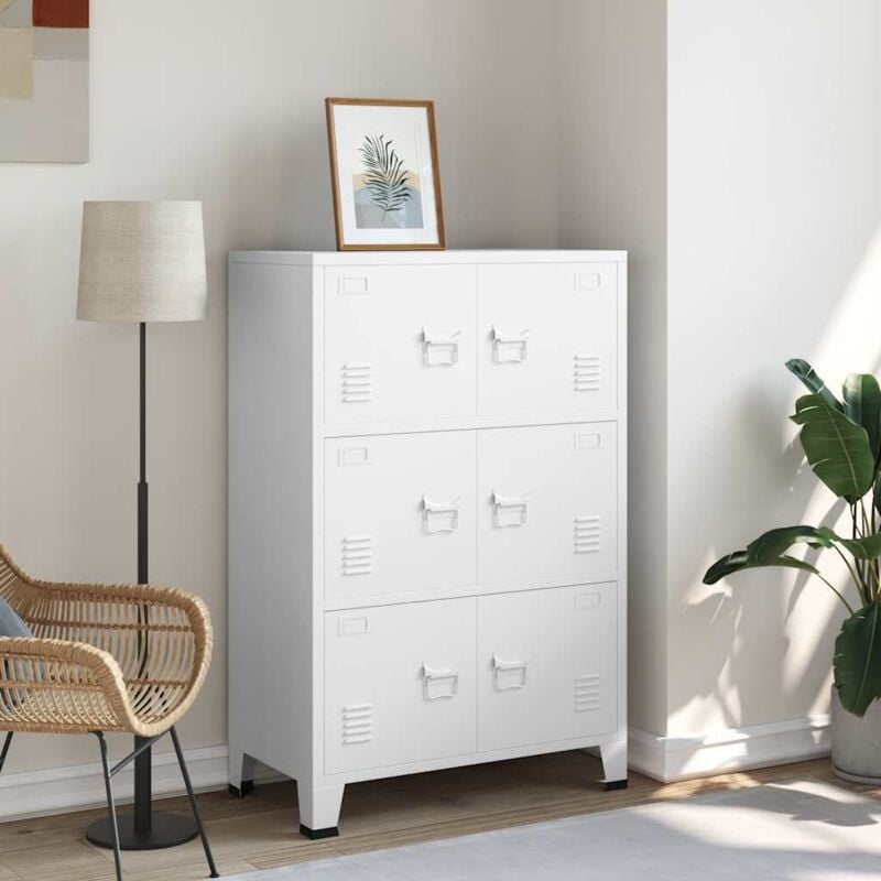 Coffre de rangement industriel Blanc 75x40x115 cm Métal Vidaxl